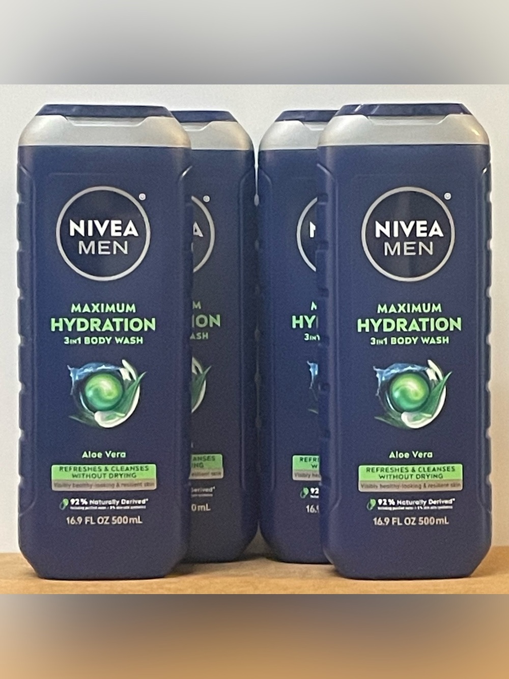 NIVEA MEN Maximum Hydration 3-in-1 Body Wash – (Pack of 4)